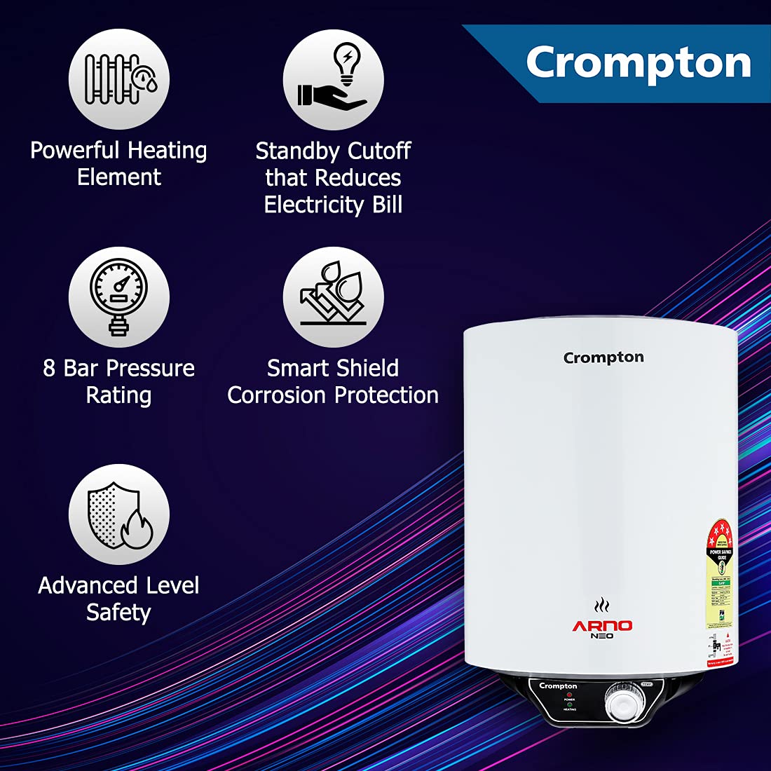 Crompton Arno Neo Water Heater (Geyser) (White)