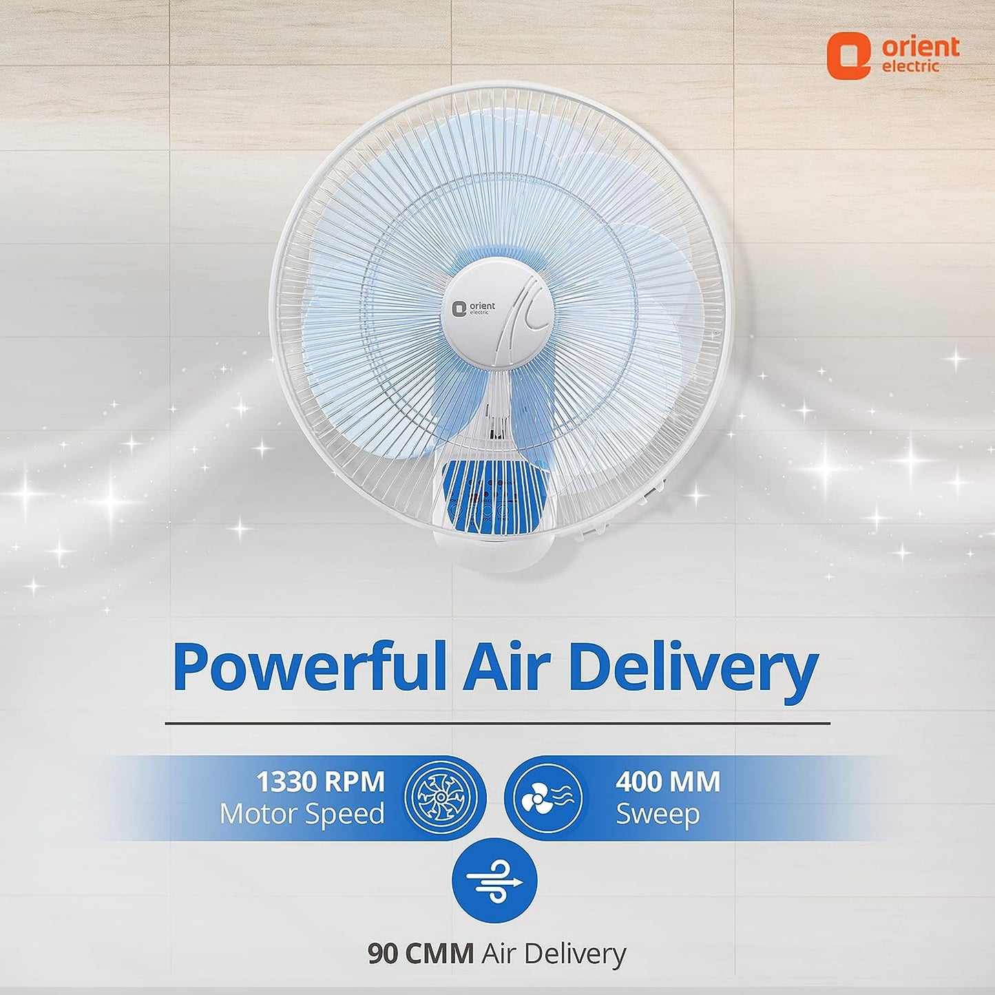 Orient Electric Wall-49: Remote Wall Fan | 1330 RPM Motor | Tilt & Oscillation | Remote Speed Control | 2-Year Warranty.