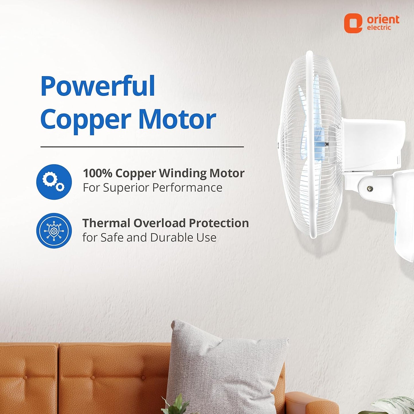 Orient Electric Wall-49: Remote Wall Fan | 1330 RPM Motor | Tilt & Oscillation | Remote Speed Control | 2-Year Warranty.