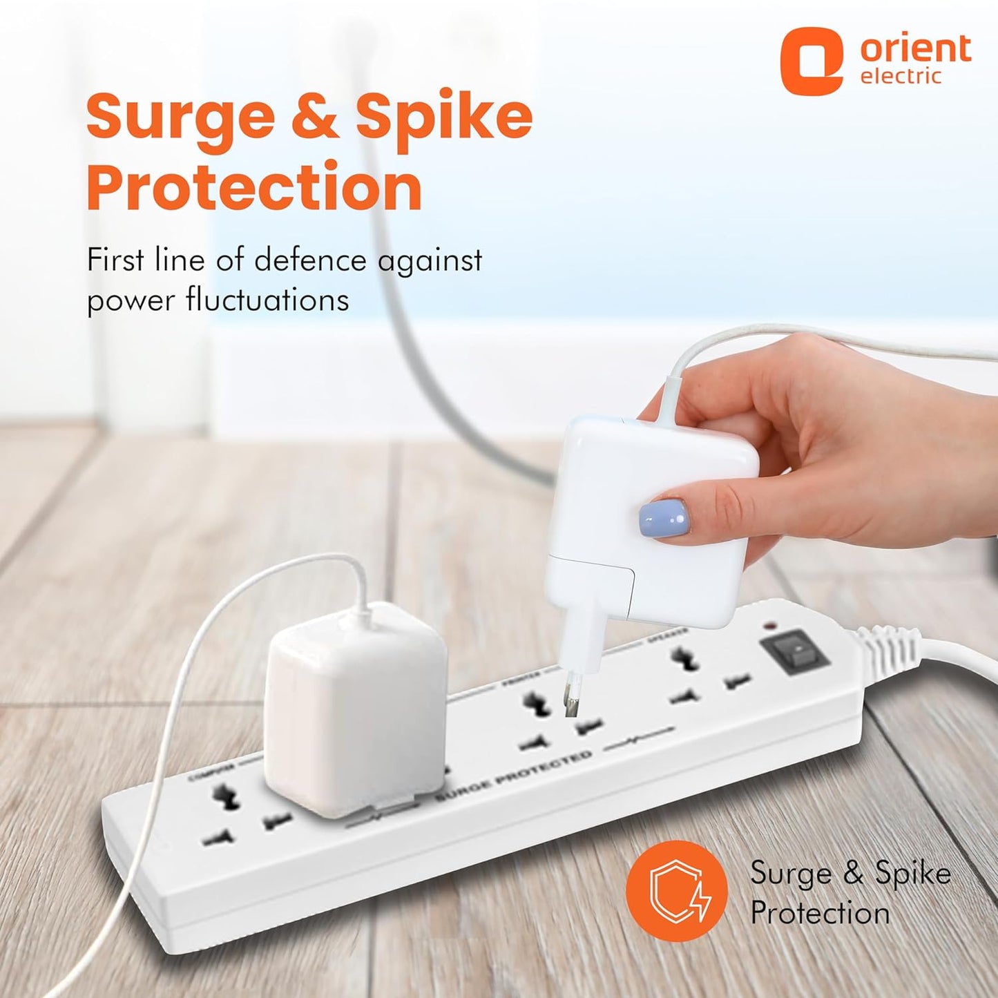 Orient Electric 4 Way Extension Board - HT 5 Mtr (White)